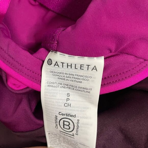 Athleta Pink Striped Coastline One Piece Swimsuit Medium Coverage - Picture 12 of 12